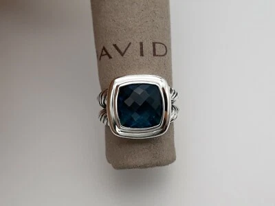 Anillo David Yurman Plata Esterlina Albión con Topacio Azul Hampton 11mm Talla 7 Foto 1 de 4