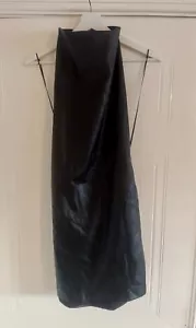 BNWT Zara Black Faux Leather Halter neck Open Back Mini Dress Size Large (P317) - Picture 1 of 8