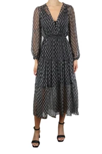 SANDRO Angela Dress Womens (EU) 34 Long Sleeve Silk Sheer Patterned - Picture 1 of 9