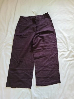 NWT New York & Co Women's Chocolate Brown Linen Pants Cropped size 8 - Image 1 of 4