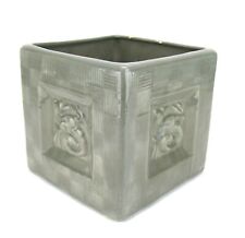 Royal Haeger Dragon Planter R663 Gray Cube 7 in Mid Century Pottery Chinoiserie