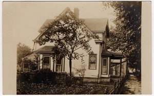 Unknown House RPPC AZO Postcard - Stained Glass Window - Picture 1 of 2