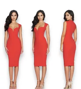 Vestido Nookie Revolve Madonna Rojo Cereza Novia Escote Midi Pin Up XS Nuevo con etiquetas - Imagen 1 de 8