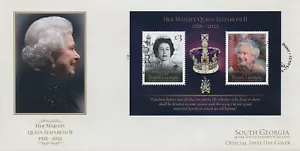 South Georgia SGA 2023 FDC Royalty Stamps Queen Elizabeth II Memorial 2v M/S - Picture 1 of 1