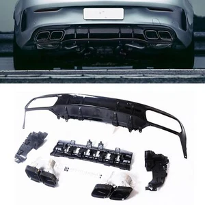 Rear Diffuser Exhaust Pipe Kit For Benz W205 AMG Coupe 2015-2021 C63 Style - Picture 1 of 4