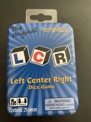 The Original LCR Left Center Right Dice Game Blue Tin NEW - Image 1 of 4