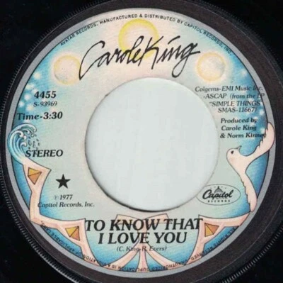 Carole King 45 To Know That I Love You / Hard Rock Cafe NM VG++ C11 - Image 1 of 2