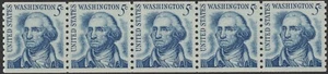US 1304 George Washington 5c coil strip 5 (shiny gum) MNH 1966 - Picture 1 of 1