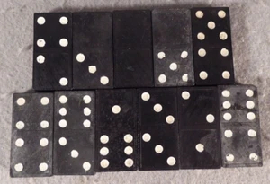 Estrela Wood Dominoes 11 Pieces Lion Double Nines Brazil Vintage Black Wooden - Picture 1 of 3