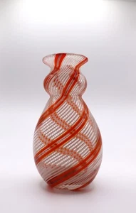 Murano Dino Martens Aureliano Toso Filigrana Orange White Gold Art Glass - Picture 1 of 7