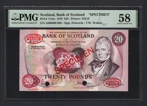 Scotland 20 Pounds 01-10-1970 P114as "Specimen N006" About Uncirculated - Picture 1 of 2