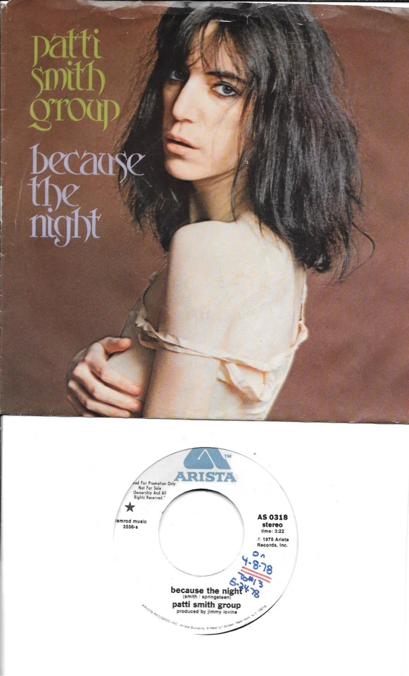 PATTI SMITH  Because The Night  rare promo 45 with PicSleeve from 1978 Foto 1 de 1