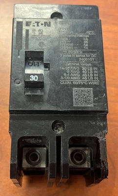 Disyuntor GHB2030 Eaton 30 amperios perno en GHB 2 polos 14k AIC PROBADO REPARADO - Imagen 1 de 4