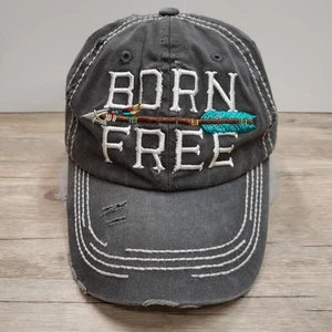 Cappello Born Free berretto cinturino schiena grigio invecchiato ricamato freccia western uomo - Foto 1 di 9