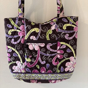 Vera Bradley Shoulder Bag Tote Purse Purple Punch Floral Boho CUTE Brown Pink - Picture 1 of 19