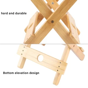 Folding Stool Bamboo Massage Shop Shaving Shower Footrest Home Portable Fold NEW - Picture 1 of 23