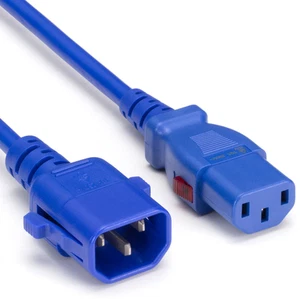 SF Cable 1.5 Meter TwyLock® USA IEC C14 to C13 15A SJT Dual Locking Cords Blue - Picture 1 of 1