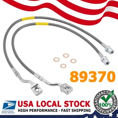 2PCS Front Steel Extended Brake Lines 89370 For Sierra 2500HD 3500HD 2011-2019 Foto 1 de 4