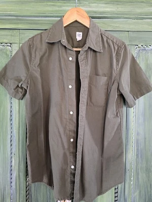 Boys Olive Green Size 12 Gap Cotton Button Up Shirt - Image 1 of 4