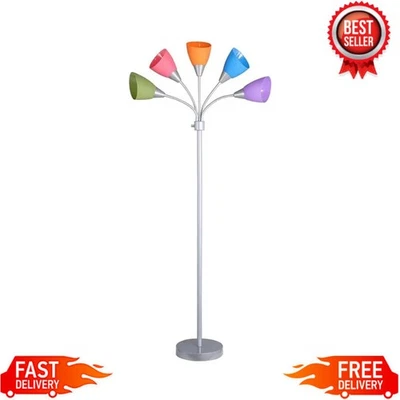 Floor Lamp 5 Light Multi-Color Shades Adjustable Head Adult Living Room Bedroom - Image 1 of 4