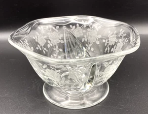 Fostoria Coronet Glass Condiment Footed Divided Bowl Rose Pattern - Picture 1 of 6