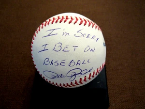 PETE ROSE I'M SORRY I BET ON BASEBALL REDS HIT KING SIGNED AUTO OML BASEBALL JSA - Picture 1 of 3