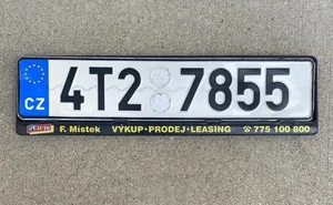 Real Used License Plate and New Frame EU Škoda Czech CZ Czechia Frýdek Mistek - Picture 1 of 4