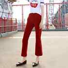 3x1 W3 Patch Bell Crop Velvet Pants Red Overdye Women's size 29