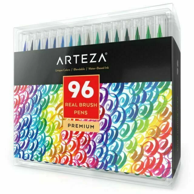 Arteza Real Brush Professional Paint Markers With Flexible Tips (96 Pack)
