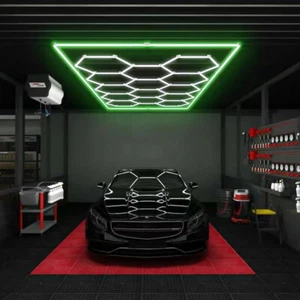 14Hex Hexagon LED RGB Lighting Car Detail Retail Garage Workshop Wall Light Lamp - Picture 1 of 33