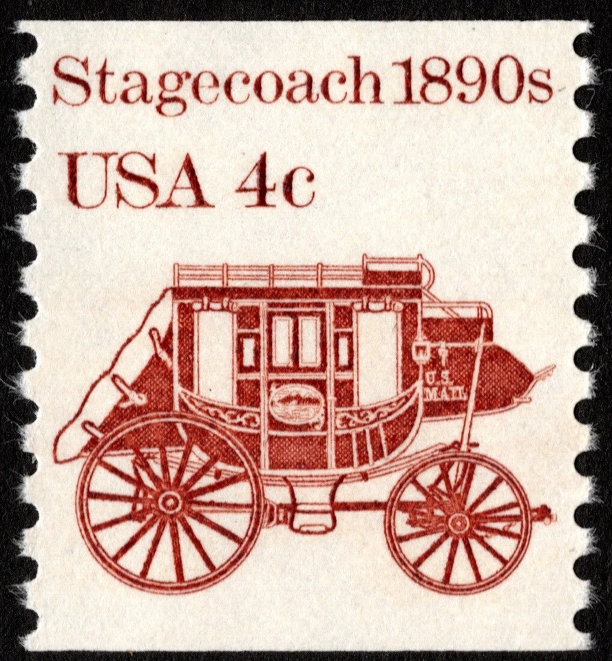 US - 1982 - 4 Cents Stagecoach Transporation Coil w/ Tagging Omitted # 1898Ae NH - Image 1 of 1