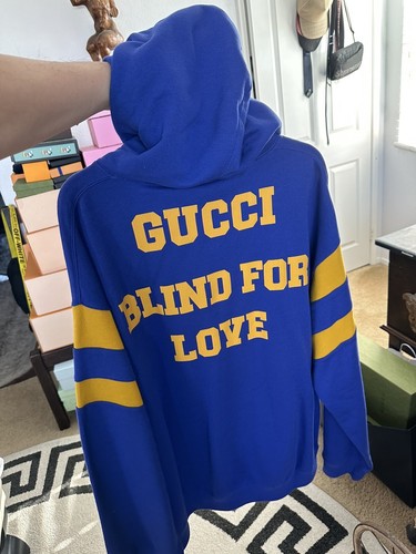 FELPA GUCCI CIECA PER AMORE ESCATOLOGIA '25 FELPA CON CAPPUCCIO BLU $1.250 taglia 3XL