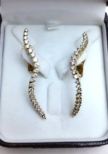 14k Gold Vintage Jose Hess Diamond Drop Lever-Back Earrings New with Appraisal - Picture 1 of 20