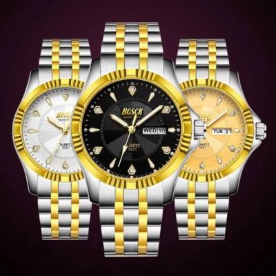 Reloj de cuarzo de acero inoxidable de lujo para hombre pantalla de fecha impermeable negocios informal Foto 1 de 4