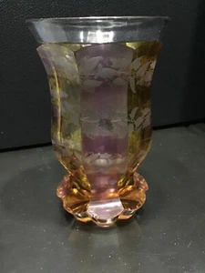 1850er Biedermeier tschechisch böhmisch geschnitten gelb/lila Glas 5 Zoll Tasse: Leihgut - Bild 1 von 10