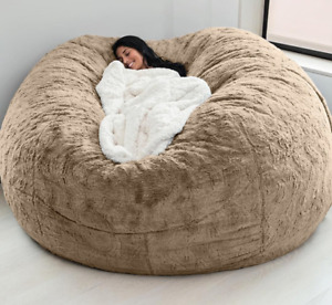 7-foot giant fur bean sandbag cover living room big round soft without padding