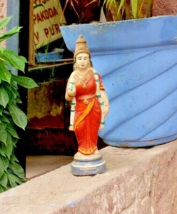 Vintage Statue Of Lord Laxmi Terrakotta Figuren Sammlerstück wert Wohndeko   - Bild 1 von 10