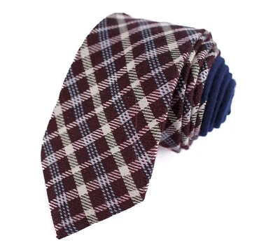 Tommy Hilfiger Corbata Hombre Mezcla Lana Borgoña Cuadros y Cuadros 59"L x 2.75"W Foto 1 de 4