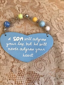 Sandra Magsamen Blue wall decor plaque - verse SON Will Outgrow.. Hanger - Picture 1 of 6