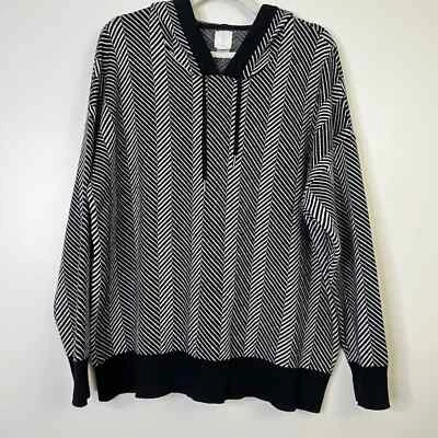 Joie Chevron Striped Hooded Hoodie Sweater Sweatshirt Plus Size Comfy Loungewear - Image 1 of 4