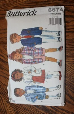 Butterick 6674 Children's Jacket-Skirt-Shorts & Pants, Size 2-6X Uncut Pattern - Image 1 of 3
