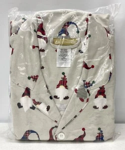 NEW Pottery Barn TEEN Organic Holiday Gnome FLANNEL Christmas Pajama Set~LARGE - Picture 1 of 1