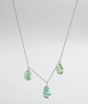 天然绿色萤石吊坠 925 银,极简主义正品项链礼物 — 第 1/4 张图片