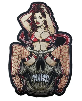 NEW LETHAL THREAT SHE-DEVIL GIRL PIN-UP EMBROIDERED PATCH 8.5"x13" LT30251 - Imagem 1 de 2