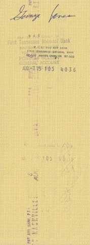 George Jones signed endorsed bank check Cover