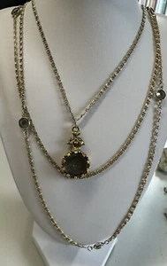 Vintage Goldette Intaglio 3 Strand Necklace - Picture 1 of 3