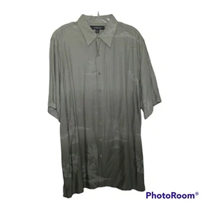 Croft & Barrow Shirt Men's LT Light Green Ombre Island Rayon Aloha Hawaiian Camp - Picture 1 of 10