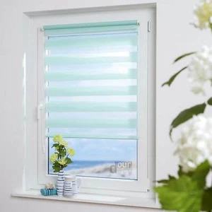 ourdeco Doppelrollo DuoRollo Mini Klemmfix Rollo Montage ohne Bohren pastellgrün - Bild 1 von 6
