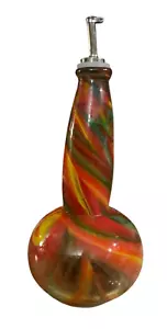 2005 GOOSE BAY GLASS Handblown Glass Oil Bottle Stainless Spout Colorful Made MT - Picture 1 of 6