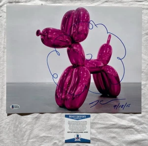 Photo chien ballon 11x14 dédicacée signée Jeff Koons avec RARE dessin art Beckett - Photo 1/1
